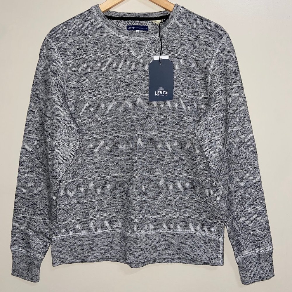 Levi's Made & Crafted Gray Geo Crew Neck Sweatshirt Mens S Made In Portugal $128